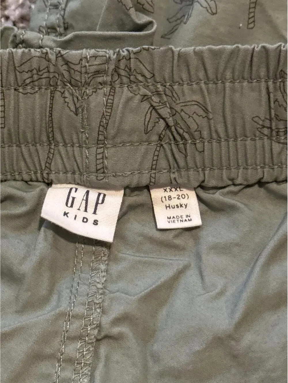 GAP Kids Boys Green Palm Print Shorts Husky XXXL 18-20